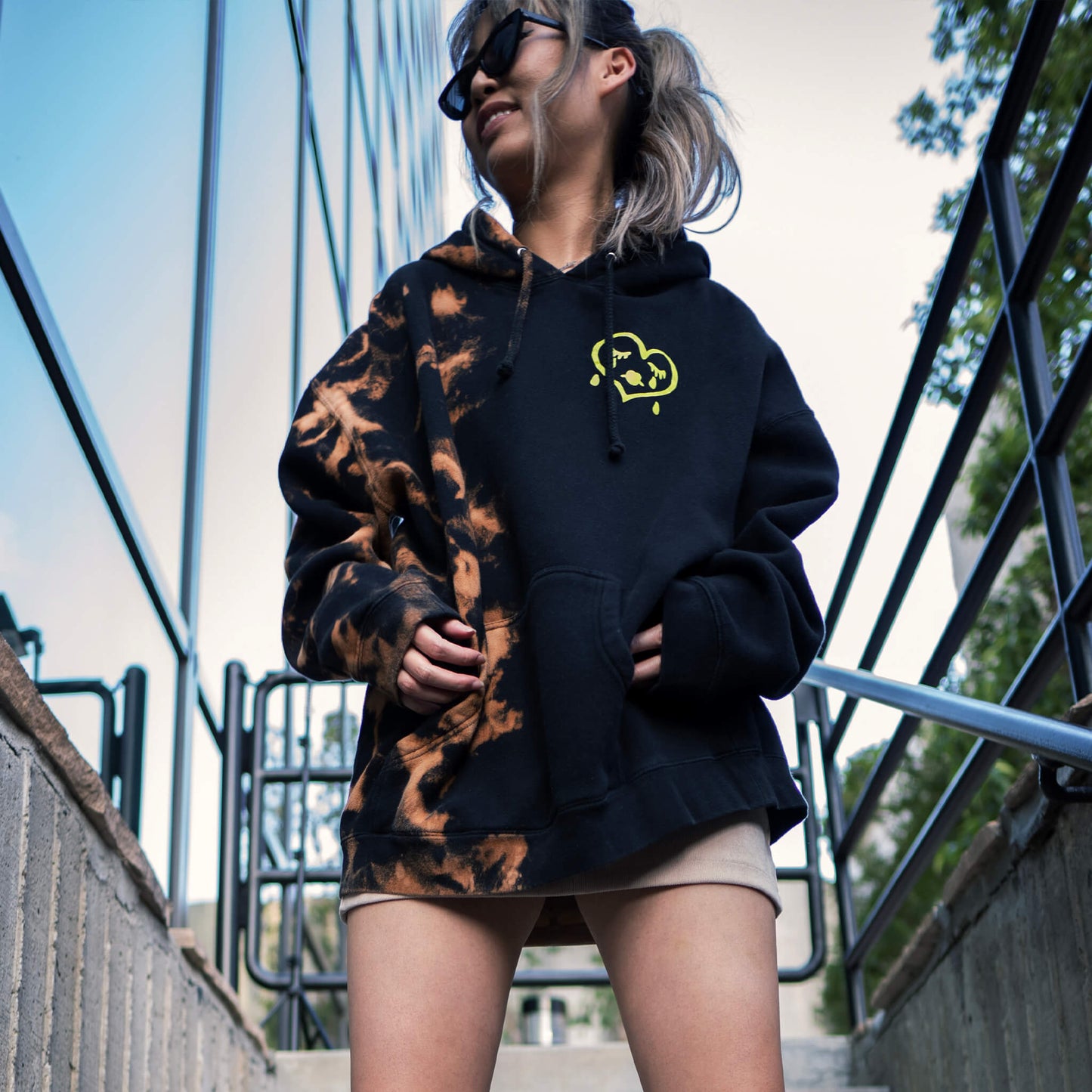 Sad Girls Heavyweight Hoodie | Split Bleached