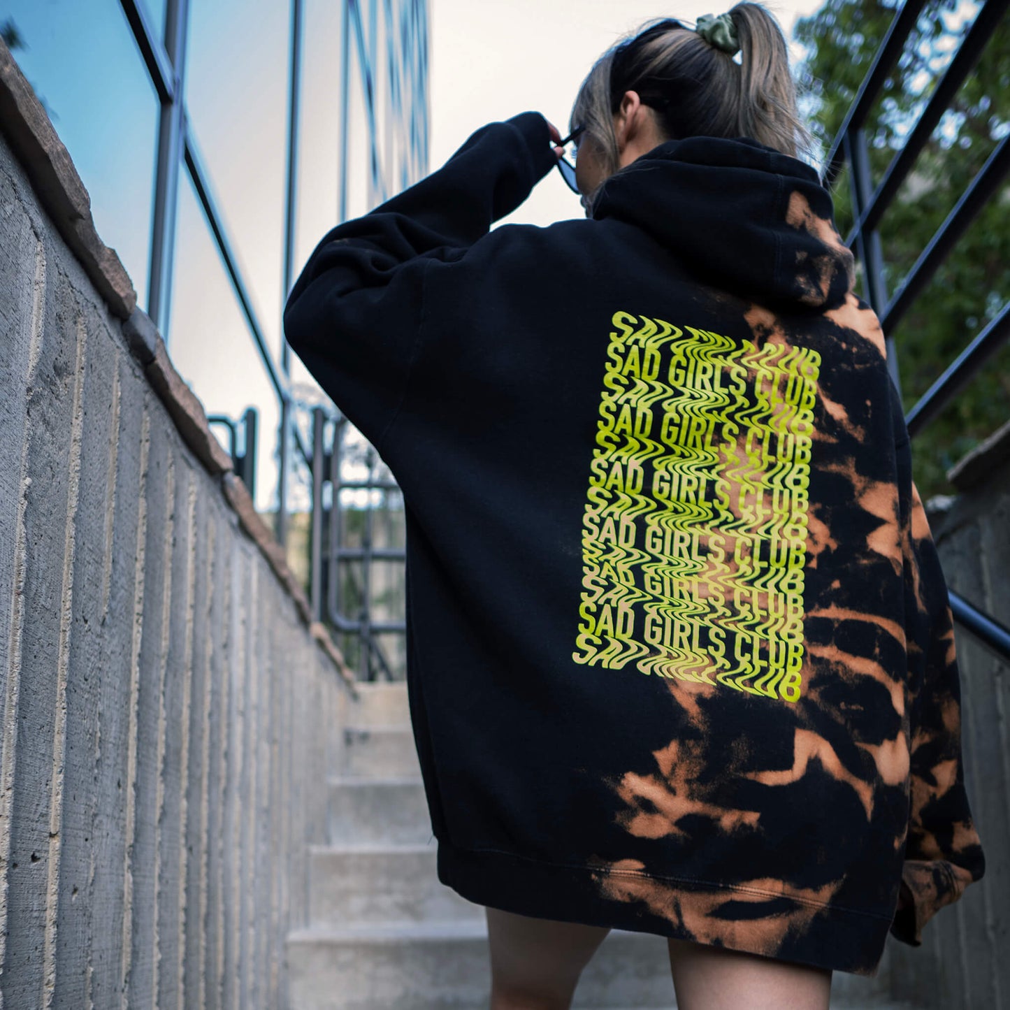 Sad Girls Heavyweight Hoodie | Split Bleached